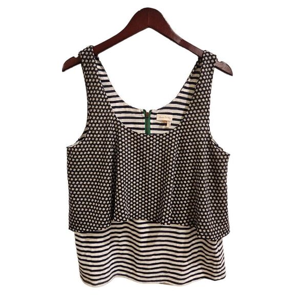Anthropologie Meadow Rue Striped and Floral tank top Large Yellow Blue - Picture 2 of 6